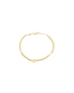 Oliver Bonas Sora Shell, Pearl & Aquamarine Textured Chain Bracelet £48