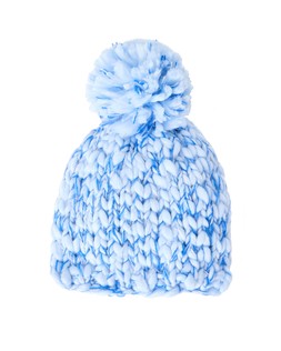Pale Blue Chunky Knitted Pom Pom Bobble Hat £26