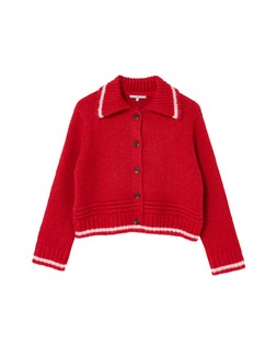 Red Button Up Collared Knitted Cardigan £70