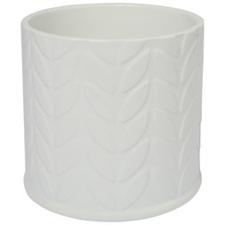 B&M GARDEN SS26 // PLANTERS, POTS & FOLIAGE // WHITE CERAMIC EMBOSSED PLANTER - SMALL // £3 //