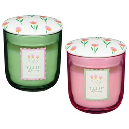 B&M HOME SS26 // MOTHER'S DAY // CANDLE WITH CERAMIC LID AND TULIP PATTERN // £4 EACH //