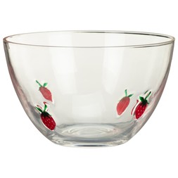 B&M HOME SS26 // PRETTY FRUIT DINING // GLASS FRUIT EMBOSSED BOWL - STRAWBERRY // £3.50 //
