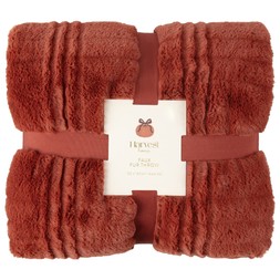 Faux fur throw rust £16