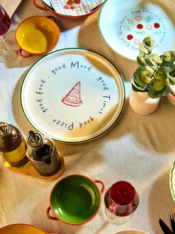 B&M HOME SS26 // TAPAS & PIZZA // PIZZA PLATE £4 // TAPAS DISH £2.50 // LARGE PRINTED PASTA SERVE BOWL £4 //