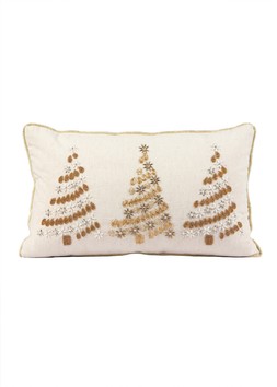 30X50Cm Cushion Christmas Tree With Beads & Embroidery