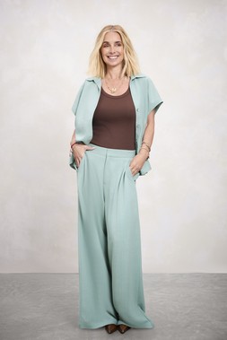 Womens Green Linen Blend Shirt