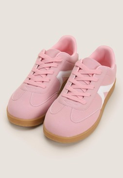 Pink & White Stripe Retro Trainers