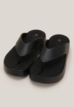 Womens Black Chunky Toe Post Sandals