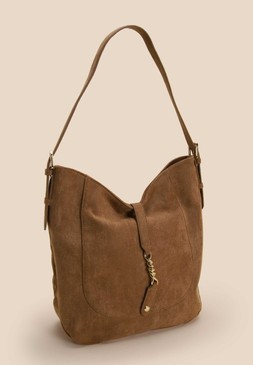 Tan Faux Suede Slouch Shoulder Bag