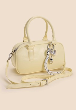 Yellow Bow Charm Bowler Bag