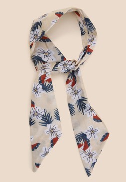 Cream & Blue Floral Twilly Scarf