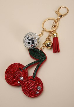 Womens Red Diamante Cherry Bag Charm