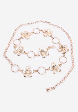 Womens Gold Daisy Flower Chain Belt