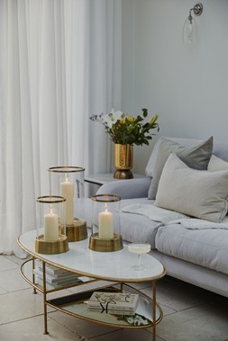 HAMPTON HURRICANE LANTERN IN ANTIQUE BRASS H40CM W24CM £69.99