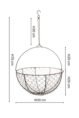 OUTDOOR HANGING WIRED NETTED BASKET H40CM D40CM