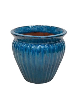 OUTDOOR MORECOTE BLUE GLAZED PLANTER H45CM D50CM