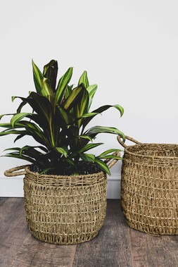 Seagrass Lined Basket In Natural Set Of 2 &pound;64.98