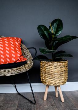 Water Hyacinth Lined Basket On Legs H45cm D30cm &pound;59.99 2