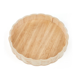 Hinch Home Round Scallop Wooden Tray