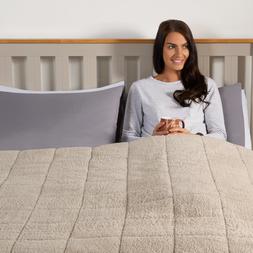 Brentfords Teddy Fleece Quilted Weighted Blanket - Natural- £22