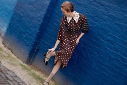 Paris Polka Dot Jersey Midi Dress Brown