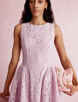 Lydia Sleeveless Lace Midi Dress Pink