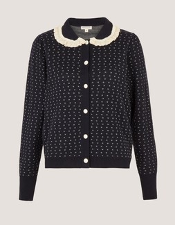 Camila Broderie Collar Cardigan Blue