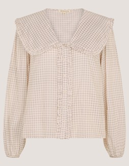Lily Peter Pan Collar Check Shirt Ivory