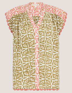 Elma Sleeveless Print Top Green