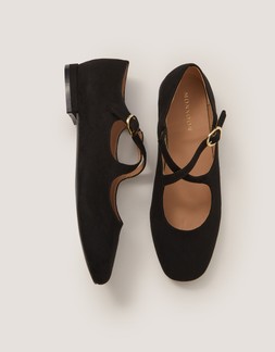 Dana Faux Suede Mary Jane Ballet Flats Black