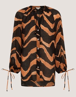 Zahara Abstract Stripe Print Blouse Black