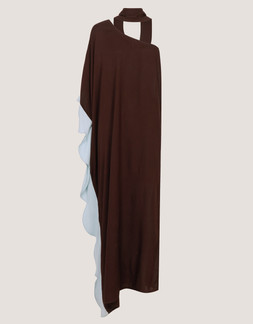 CALLIE ONE SHOULDER SCALLOP COL BLOCK KAFTAN