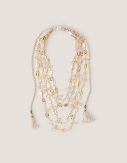 Mother of Pearl Tassel Layered Necklace