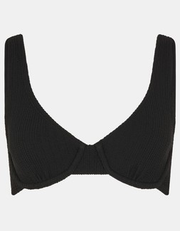 Crinkle Textured Underwire Bikini Top Black