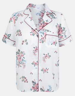 Floral Print Cotton Shorts Pyjamas Set Ivory