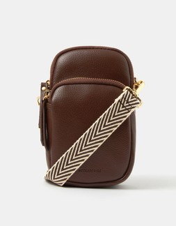 Webbing Strap Phone Bag Brown