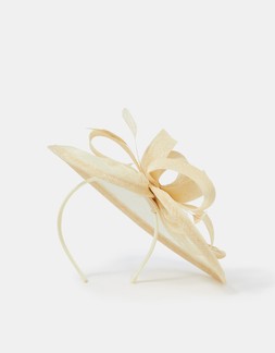 Bow Feather Disc Fascinator Yellow