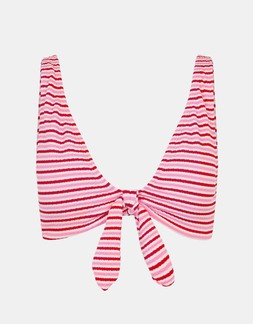 Stripe Tie Front Bikini Top Multi