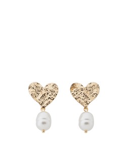 Heart Pearl Drop Earrings