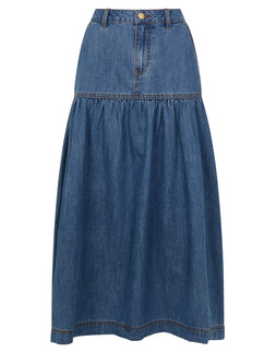Denim Midi Skirt Blue