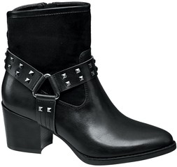 Deichmann Black Buckle Heel Boot
