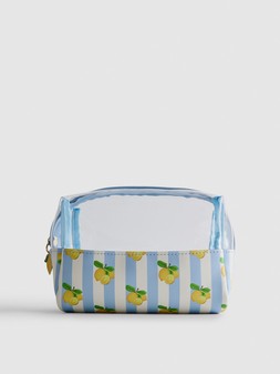 PRIMARK LEMON PRINT MAKEUP BAG BLUE £6 €8 $9.50 RON40 PLN34 CZK210