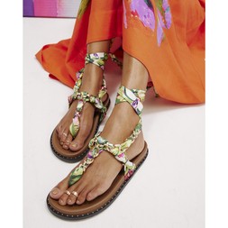 Scarf tie chain detail footbed sandal