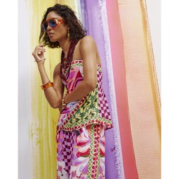 Pink Printed Bandeau Top