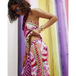 Pink Printed Bandeau Top