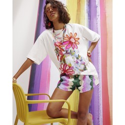 WHITE SS BOX PRINT MORGAN TEE