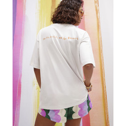WHITE SS BOX PRINT MORGAN TEE
