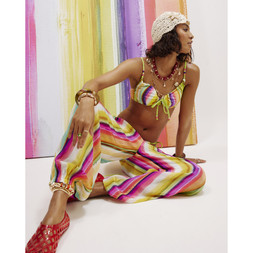 Green Stripe Balloon Leg Trousers