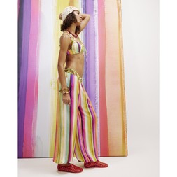 Green Stripe Balloon Leg Trousers
