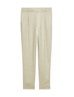 M&S Autograph Performance Linen Blend Trousers, Dark Olive, £59